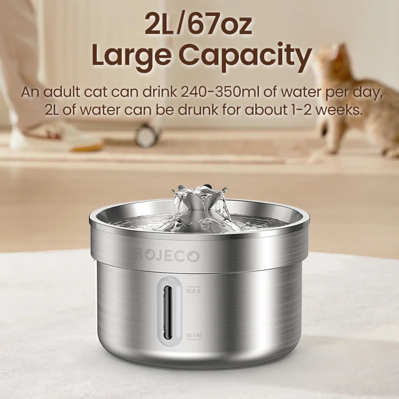 Steel Pet Drinking Fountain Automatic 2L
