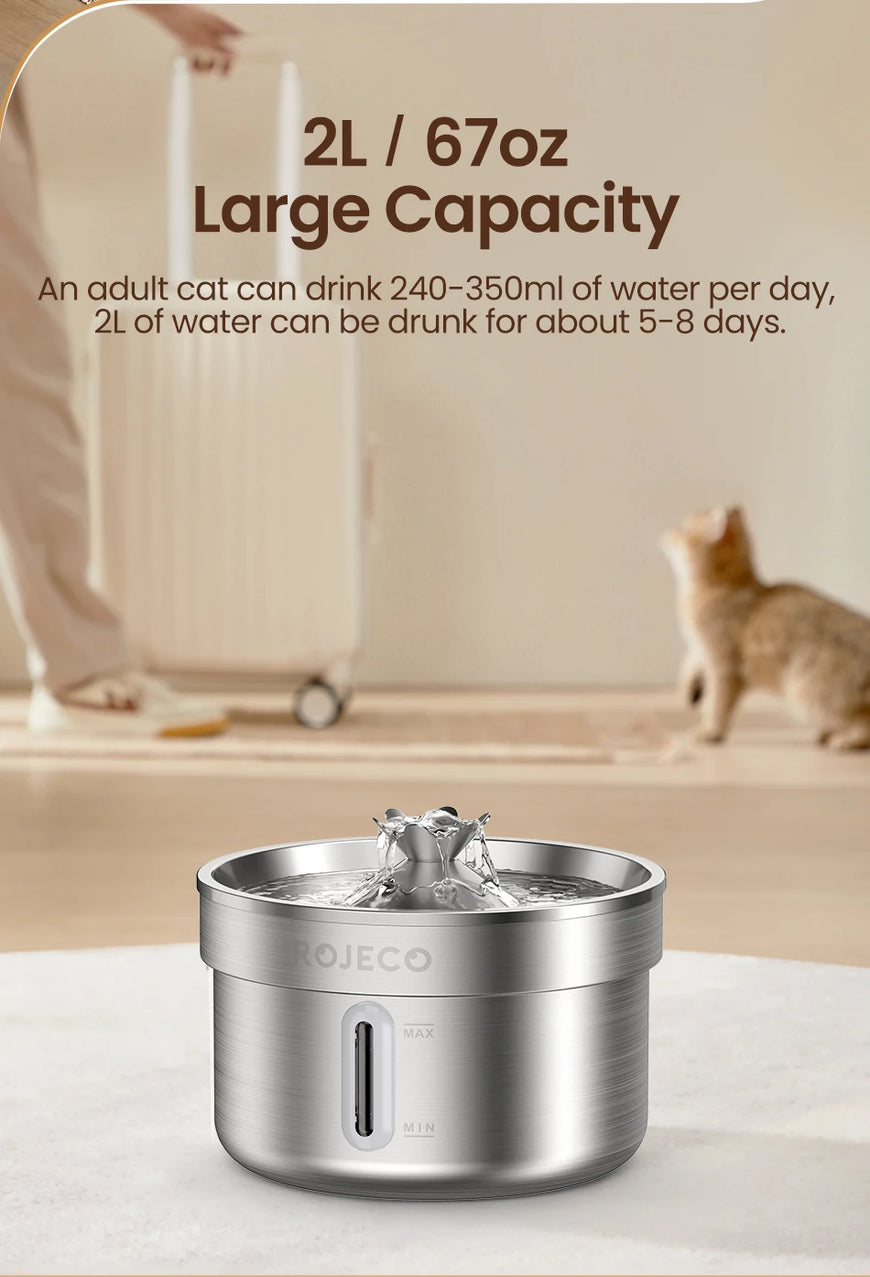 Steel Pet Drinking Fountain Automatic 2L